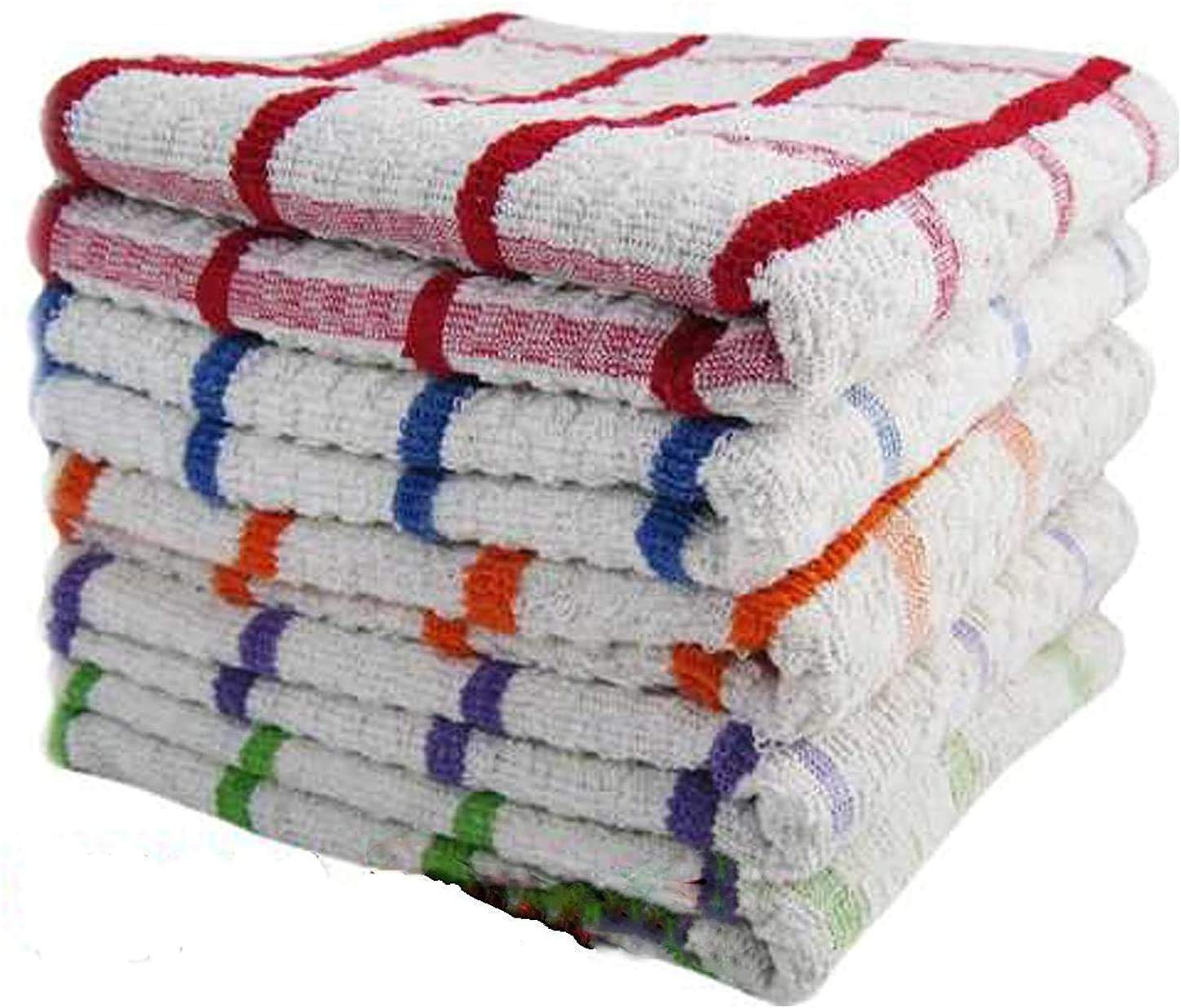 MOLLY MALOU 100% Natural Big Check Cotton Tea Towels Professional Grade Restaurant Bar Catering Kitchen Dish Cloth Large (70cm x 50cm) (12)