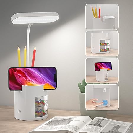 Lampada Da Scrivania LED Bambini - Batteria Ricaricabile, Proiezione Stelle, Portapenne - Regolabile E Senza Fili - Foto 2