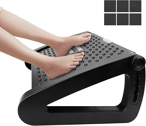 BEAUTIFABLE Foot Rest for Under Desk at Work, Adjustable 6 Height Options Footrest, Ergonomic Foot Stool with Massage Texture and Roller for Home