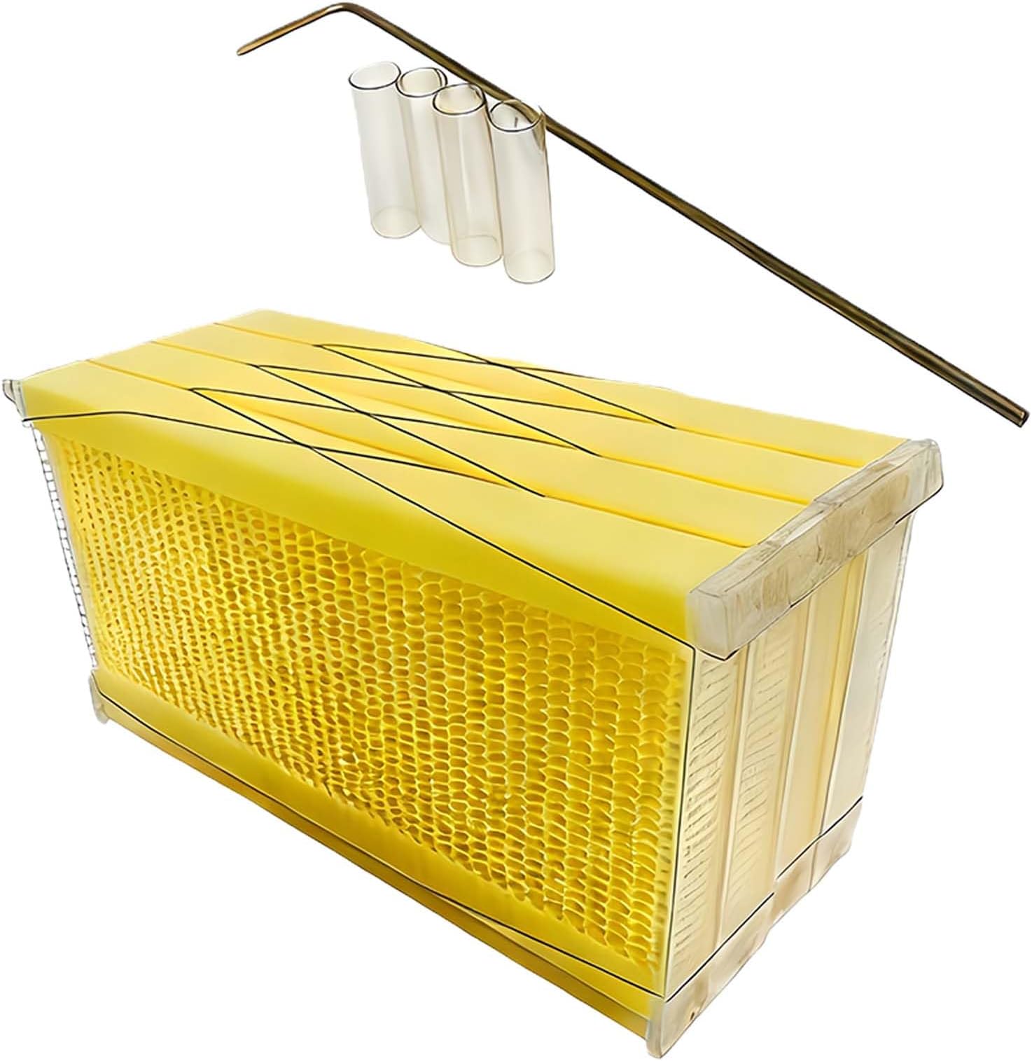 Bee Hive Bee Hives Boxes Beekeeping Starter Kit Self-Flowing Wooden Box With 7 Honeycomb Trays Attached Is The Key For Accessing The Honey (21 * 24 * 49cm,yellow)