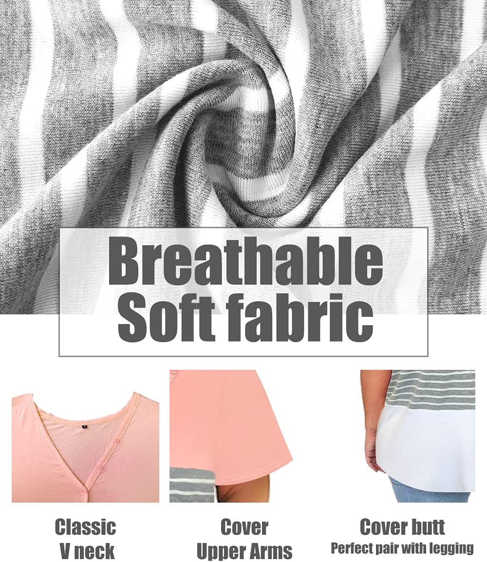 CARCOS Plus Size Tops for Women Button Up Henley Shirts Short Sleeve Summer T-Shirts V/Crewneck Casual Trendy Tunics XL-5XL - Image 3