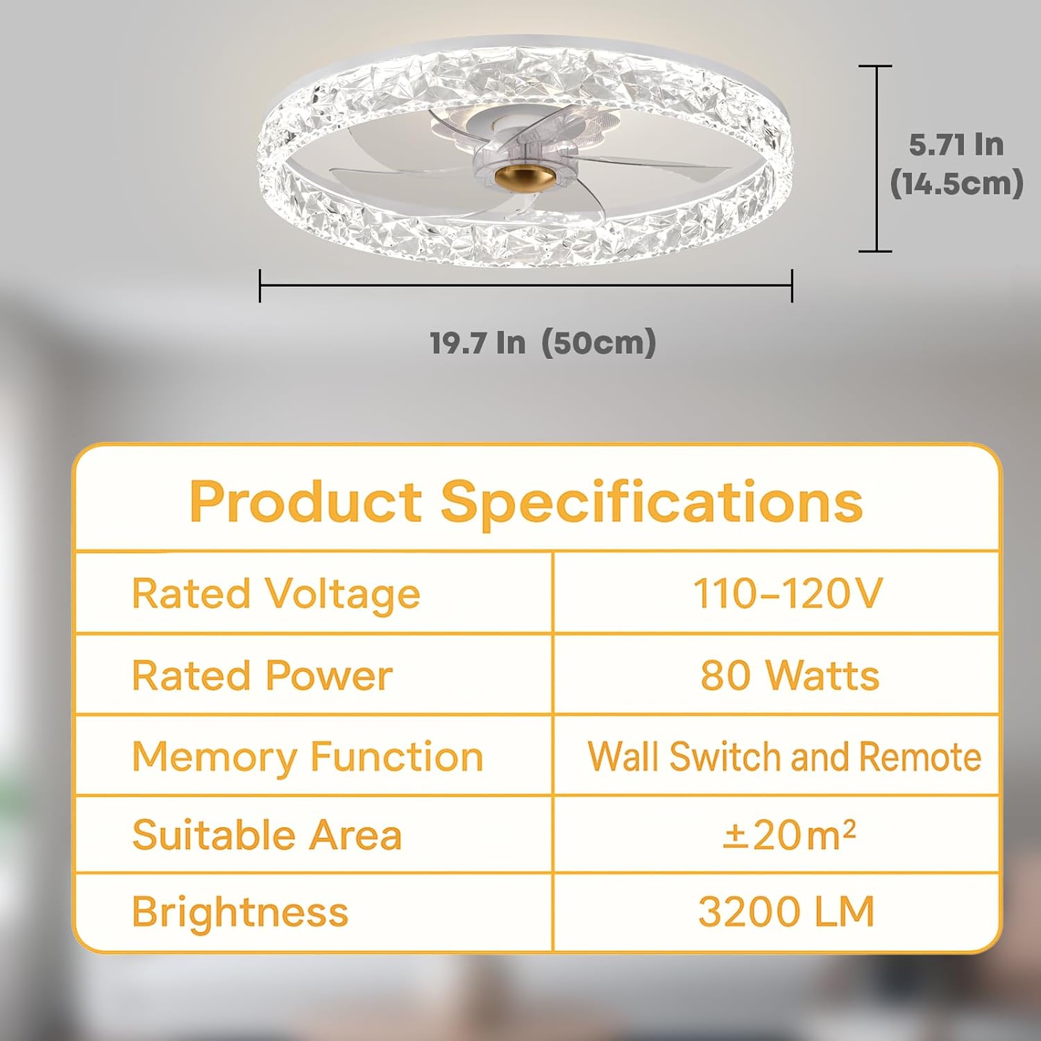 20'' Ceiling Fan with Light, Upgraded Low Profile Fan, Flush Mount Ceiling Fan, 6 Speeds, Dimmable LED, App & Remote Control, Quiet DC Motor, for Bedroom, Living Room, F098 White