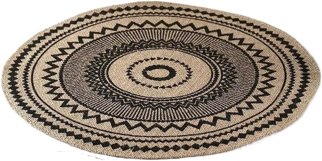 1pc Jute Woven Place Mat, Wave Pattern Placemat,Heat Braided Thickened Table Mats, Pads,for Home Wedding(Black)