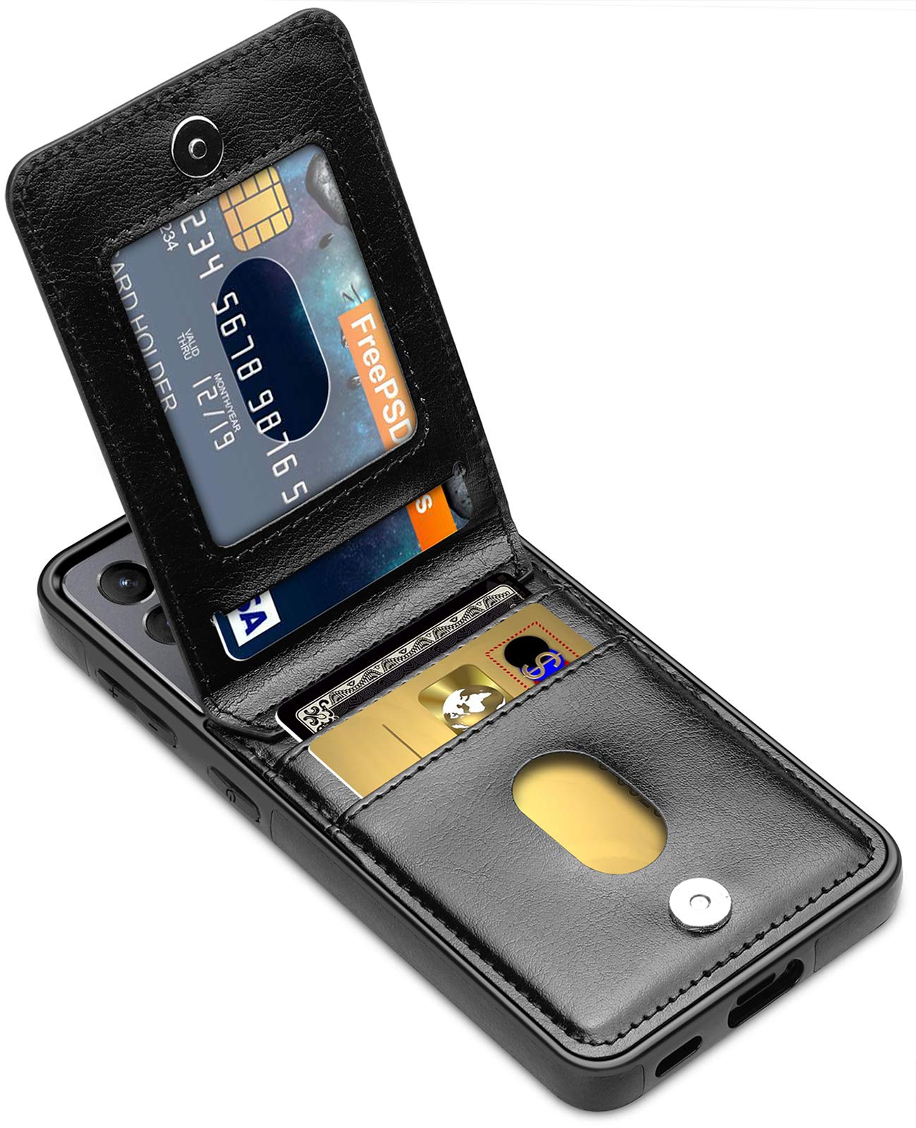 LakiBeibi Compatible with Samsung Galaxy S21 Case, Dual Layer Lightweight Premium Leather Wallet Case with Card Holders Flip Case Protective Cover for Samsung Galaxy S21 5G 6.2 Inches(2021),Black