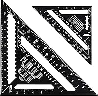 Vista 2 de ASNOMY Regla triangular de 7 pulgadas y 12 pulgadas, transportador cuadrado de viga negra, regla triangular de aleación de aluminio de alta