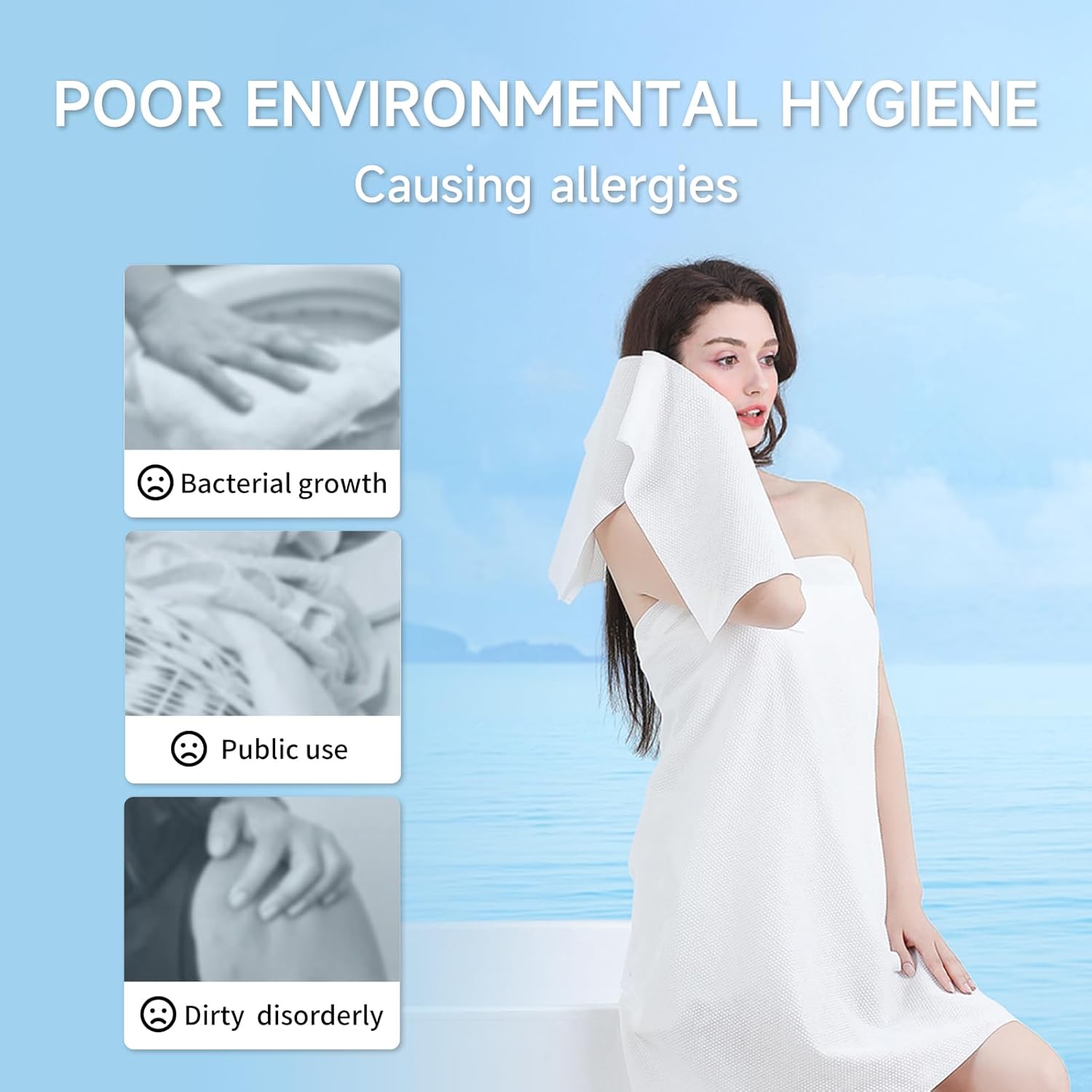 20 pack disposable bath towels for travel, large disposable towel portable thick paper towel reusable suitable for hiking camping sports swimming and traveling, 55.1 x 27.5 inches, 20 pcs