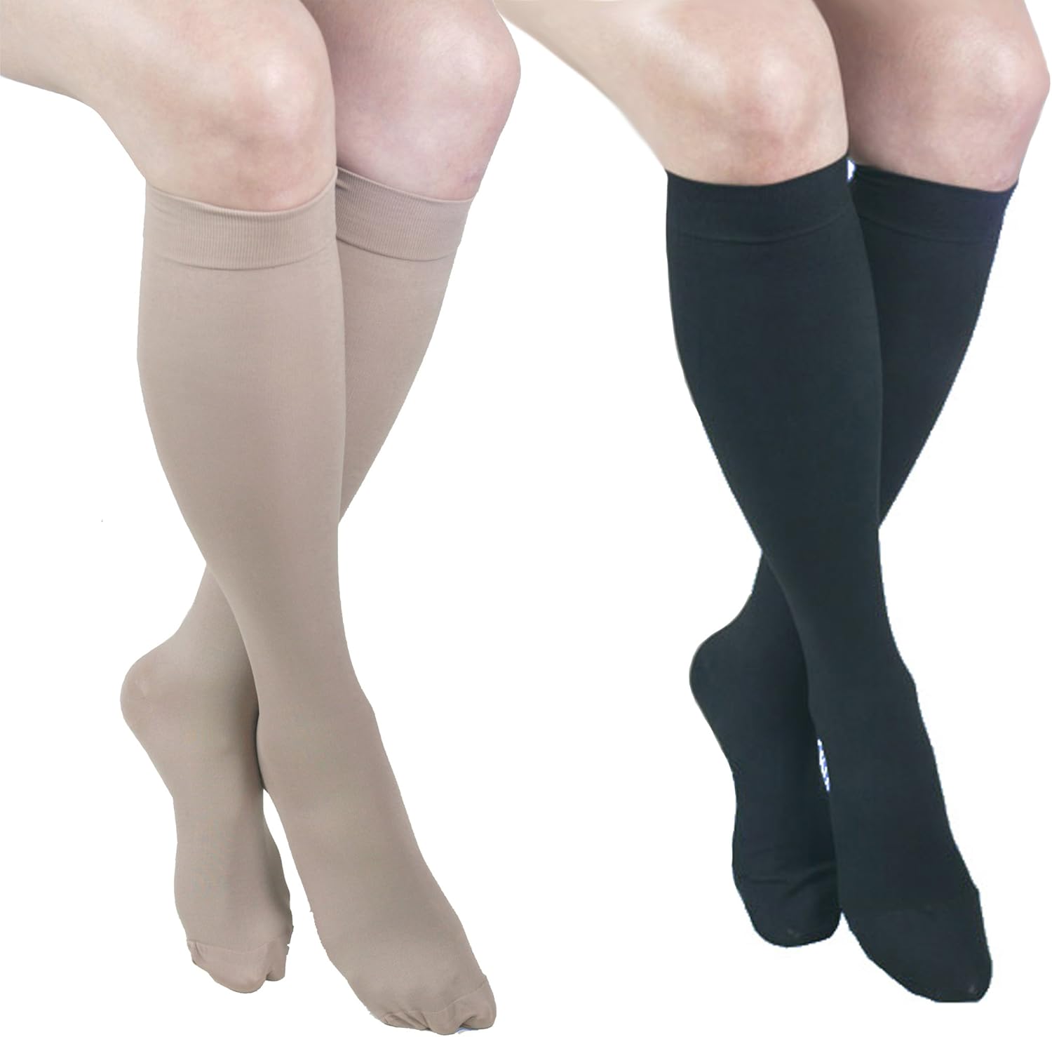 GABRIALLA Microfiber Graduated Compression Knee High Stockings (25-35 mmHg) H-304 2 Pack