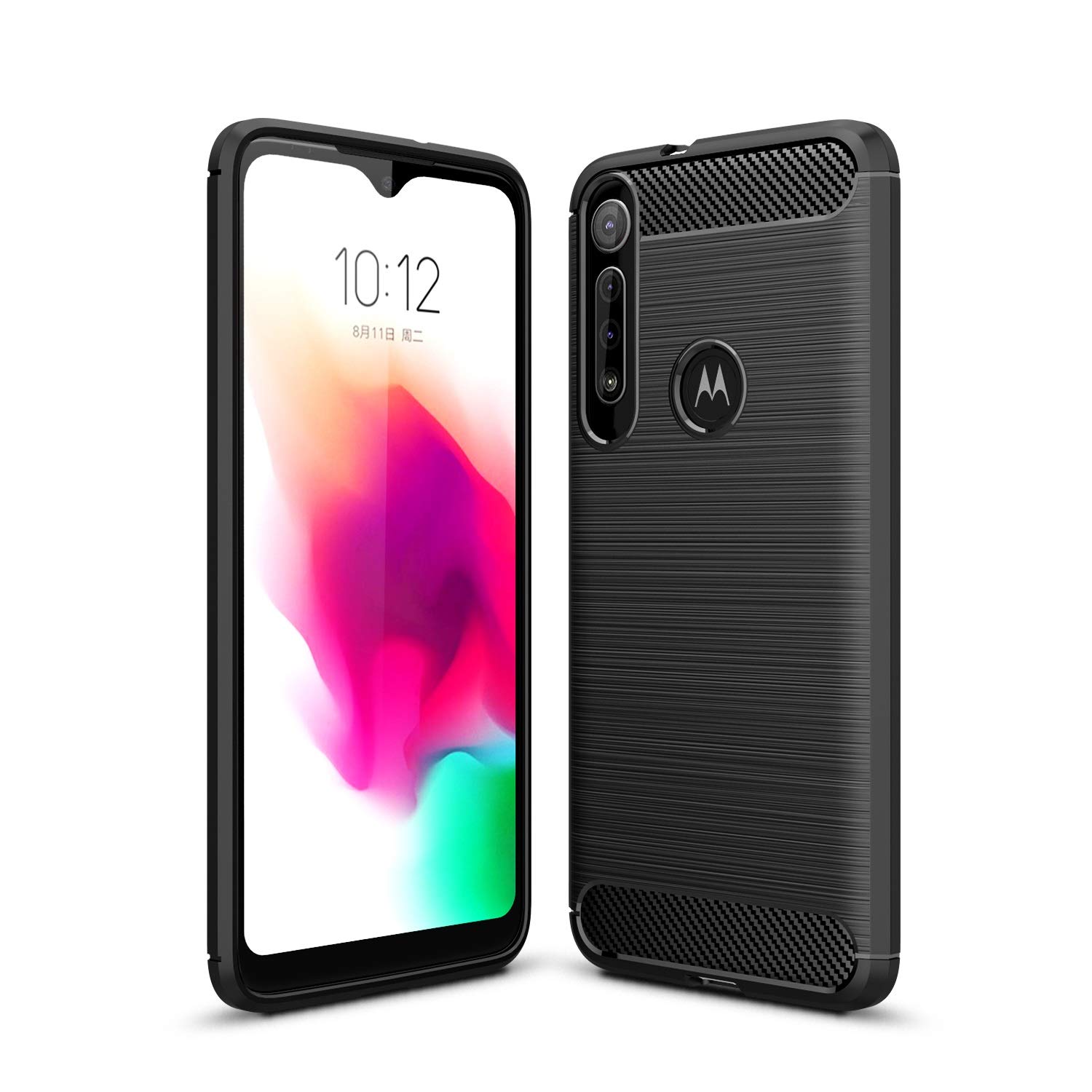 CruzerLite Moto G8 Play Case, Moto One Macro Case, Carbon Fiber Texture Design Cover Anti-Scratch Shock Absorption Case for Moto G8 Play/Moto One Macro (Black)