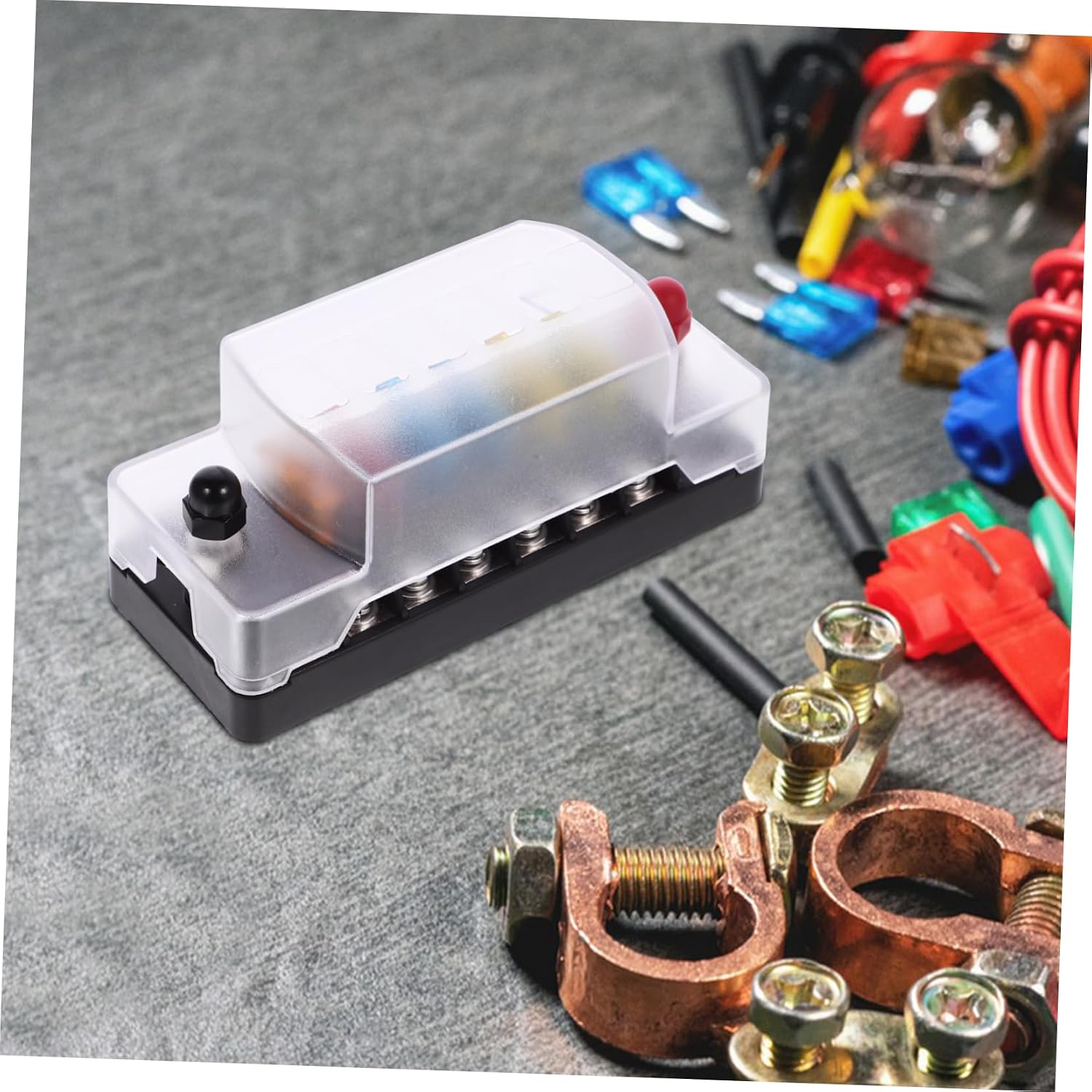 1Set Automotive Fuse Block Way Circuit Holder Out Fuse Box for Easy Installation and Replacement Compact Design for Car Boat DIY Projects Reliable Connection