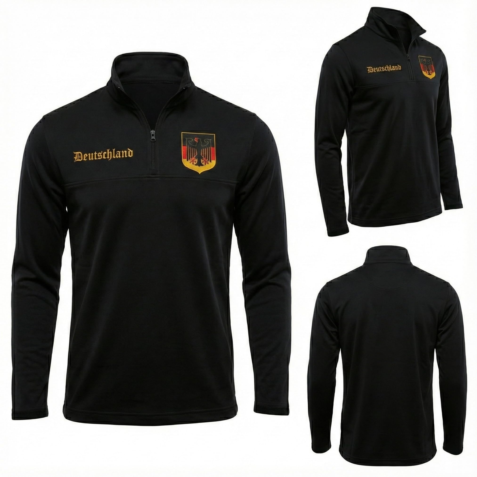 Herren Deutschland Half Zip Pullover mit Stehkragen – Sport & Freizeit Sweatshirt aus 100% Polyester
