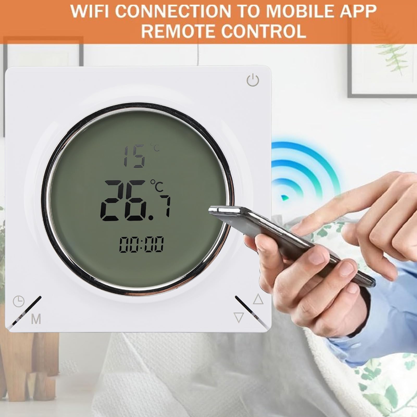 Termostato Digitale 16A per Riscaldamento Elettrico a Pavimento, Regolatore di Temperatura con Schermo LCD con Funzione di Memoria, Regolatore di Riscaldamento Ambientale Abilitato, 5-45°C,