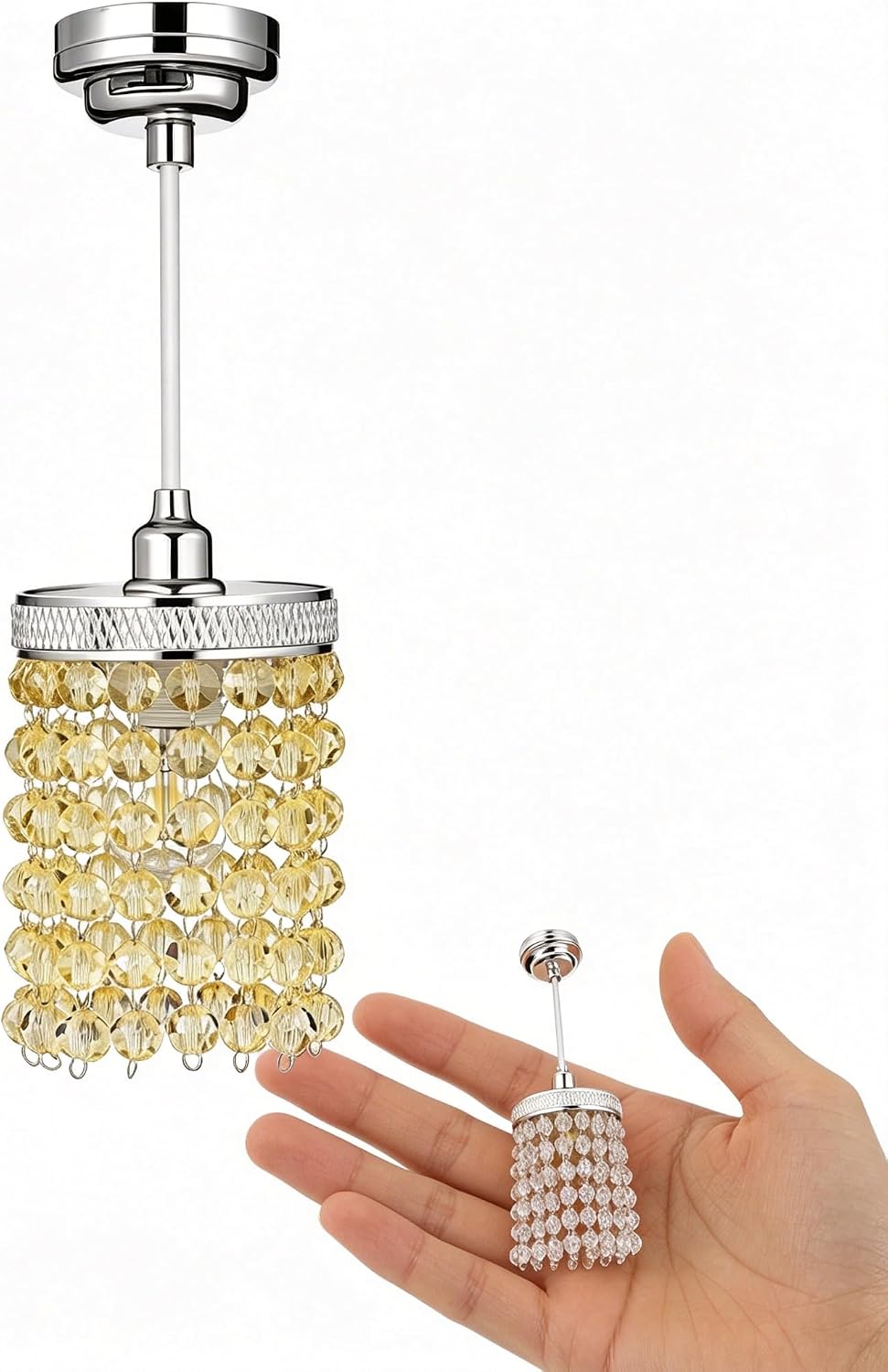 Toyvian Miniature Dollhouse Crystal Chandelier, 1:12 Scale Mini Ceiling Light Vintage Hanging Pendant Lamp for Doll House Furniture Decor, Silver