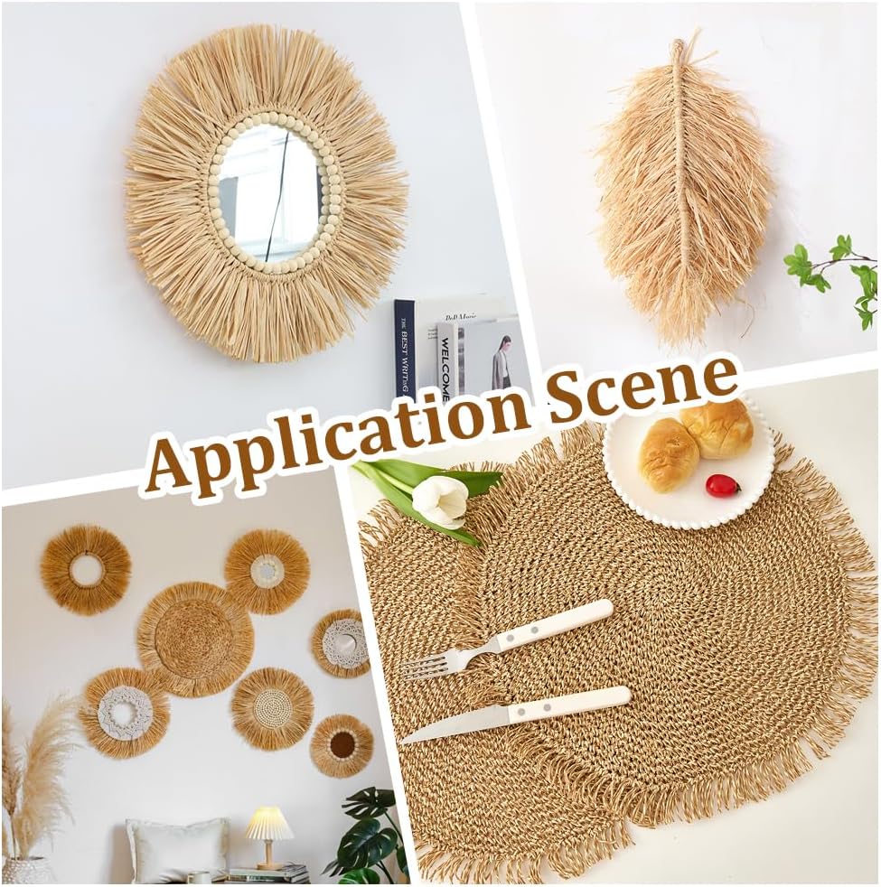 1.09 Yards 3.15 Inch Raffia Fringe Trim Navajo White Tassel Trimming Lightweight Handmade Natural Raffias Grass Tassels Dcorative Trims for Sewing Table Mat Curtains Clothes Home DIY Crafts