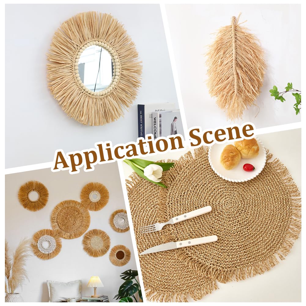 1.09 Yard (Ca. {91} cm) 3.15 Zoll (Ca. {5} cm) Raffia Fransenborte Navajo Weiß Quastenborte Leichte Handgefertigte Naturraffia Grasquasten Dekorative Borten Zum Nähen von Tischsets Vorhängen
