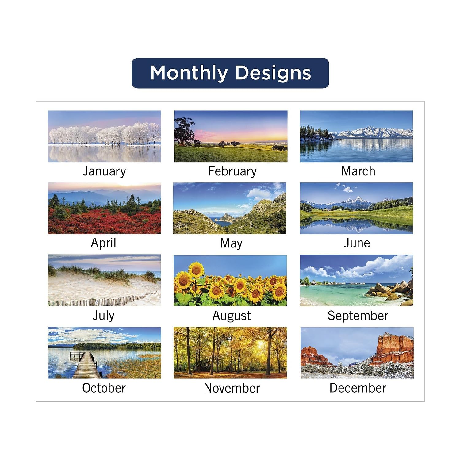 2024 AT-A-GLANCE® Monatlicher Schreibtischunterlage mit Panorama-Landschaft, 54,5 x 43,2 cm, Januar bis Dezember 2024, 89802