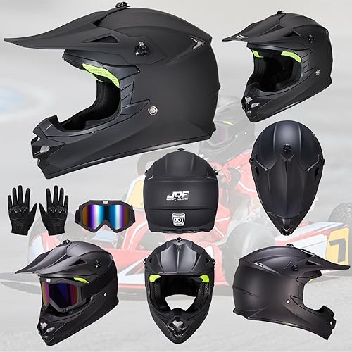Miniatura 2 de cascos para niños y jóvenes de bicicleta todoterreno, motocross, ATV, BMX, MX, bicicleta todoterreno, casco de motocicleta J-01 con gafas y guantes