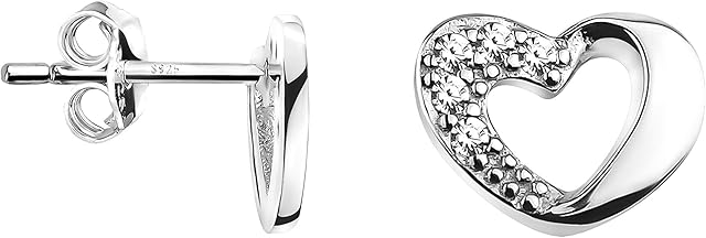 SOFIA MILANI - Women's Earrings 925 Silver - with Zirconia Stones - Heart Stud Earrings - 20851