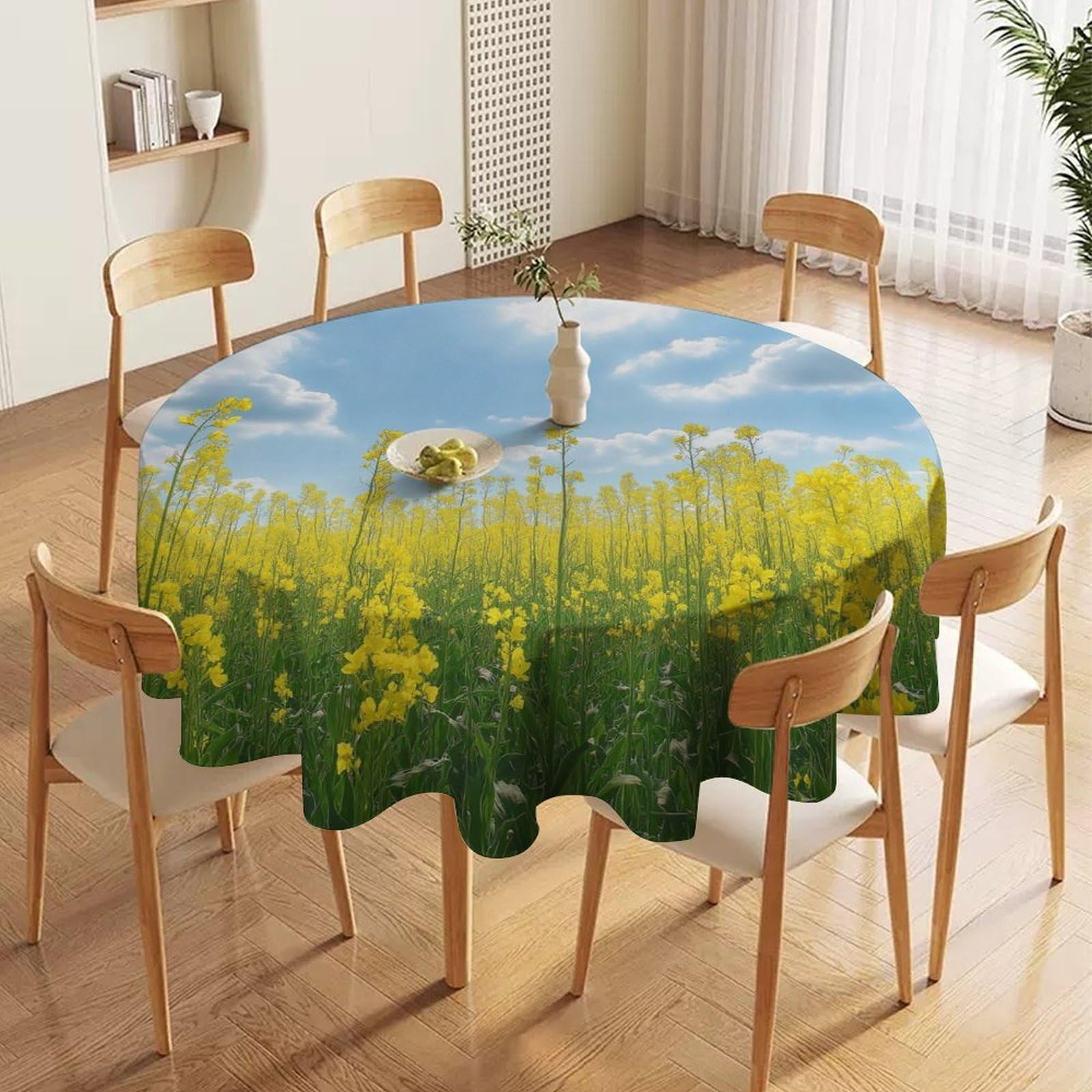 ORDOBO 3D Print Round Tablecloth - Colorful Animals Round Countertop Decoration Cover Waterproof Wipeable Dust-Proof For Kitchen Dining Home 152X152Cm