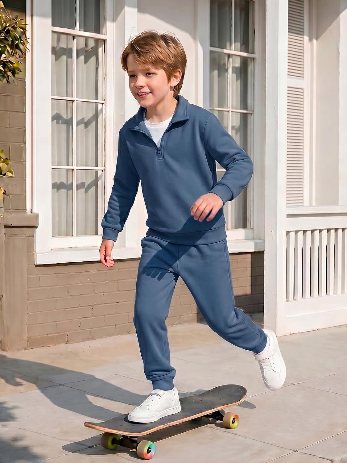 Haloumoning Boys 2 Piece Outfits Athletic Polo Shirts Joggers Sweatsuit Set