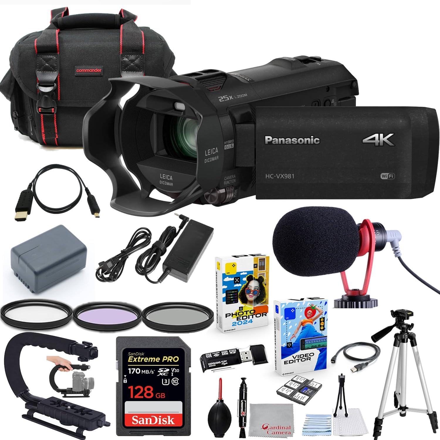 Panasonic HCVX981K 4K Ultra HD Camcorder Bundle + Accessory Package Including