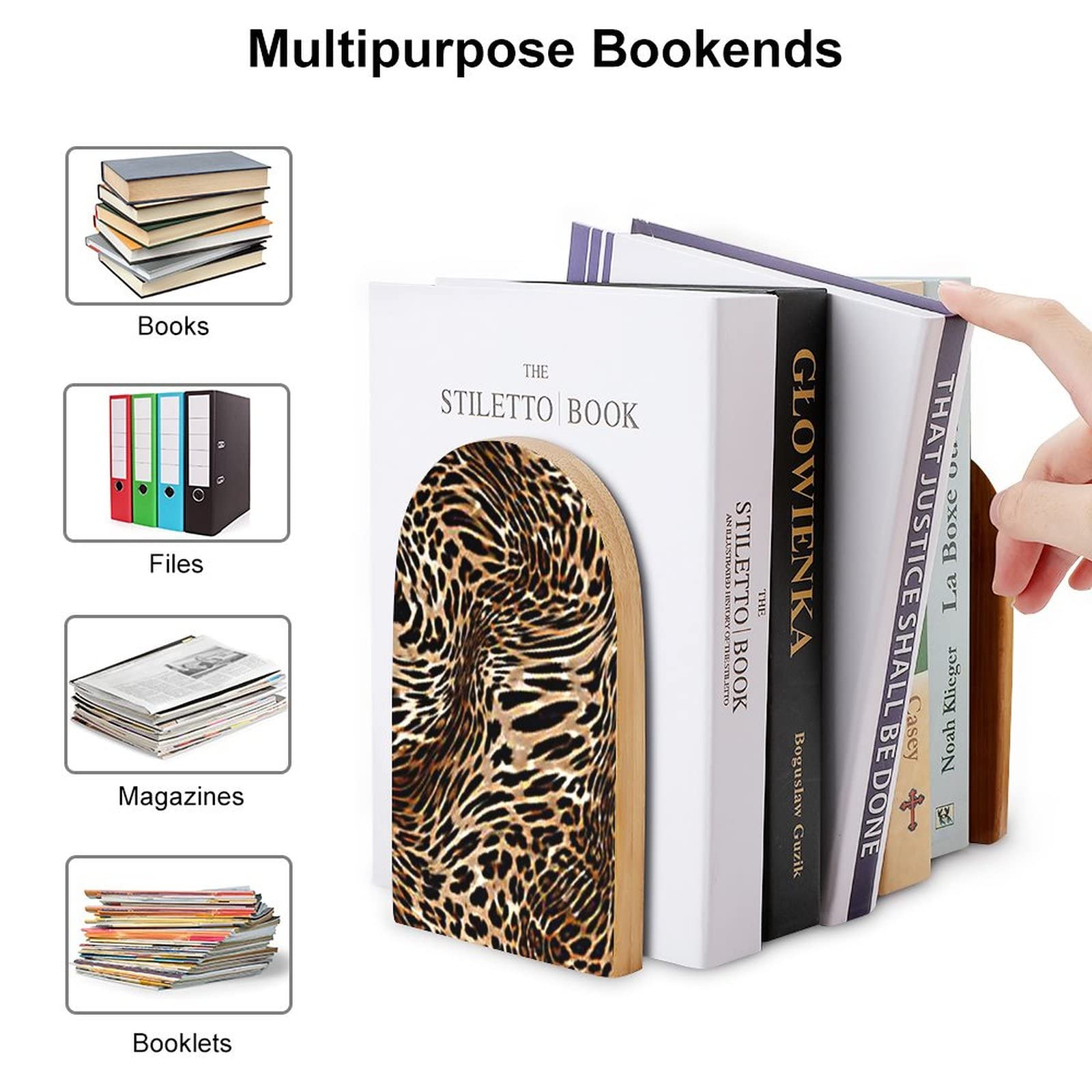 Vintage Cheetah Bookends - Handmade Resin Decorative Book Holders For Shelves (7.7 Inch Tall)