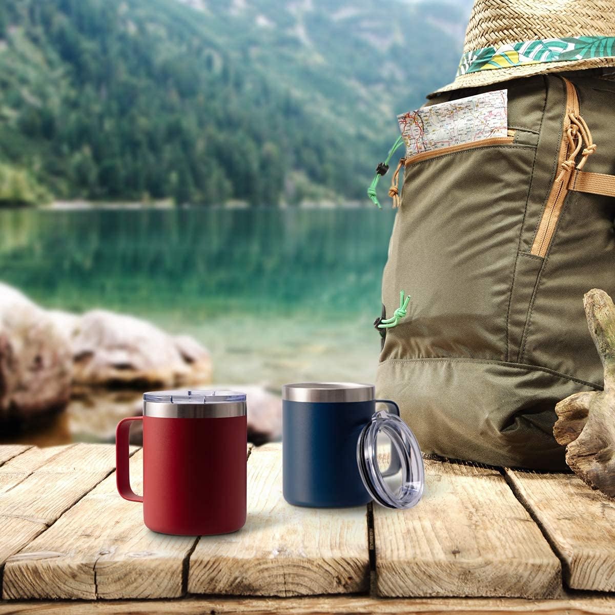 CIVAGO Stainless Steel Coffee Mug Cup with Handle, 12 oz Double Wall Vacuum Insulated Tumbler with Lid Travel Friendly (Slate Gray Shimmer, 1 Pack)