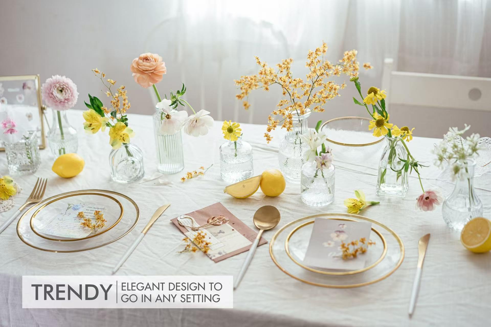 32 Glasvasen Set - Kleine Blumenvasen, Bernsteinfarben, Vintage-Look Für Hochzeit, Tischdeko & Geschenk