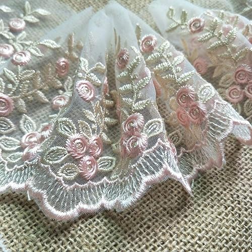 Miniatura 4 de FQTANJU Cinta bordada vintage con borde de encaje, apliques de boda, manualidades, 3.9 in de ancho