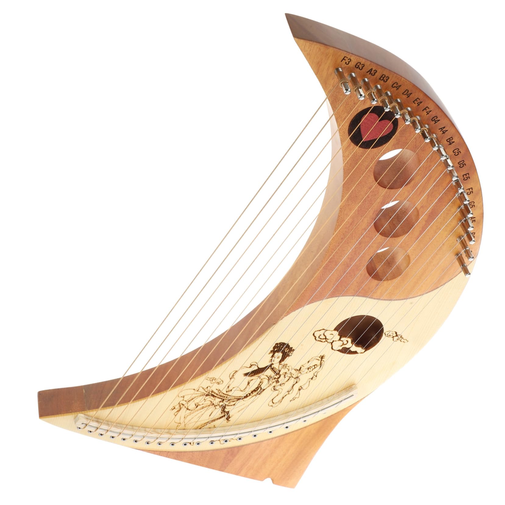 Cabilock Arpa de Lira de Madera Maciza 19 Cuerdas para Principiantes y Niños, Instrumento Musical Portátil Tono Cálido y Sonido Brillante Color Aleatorio