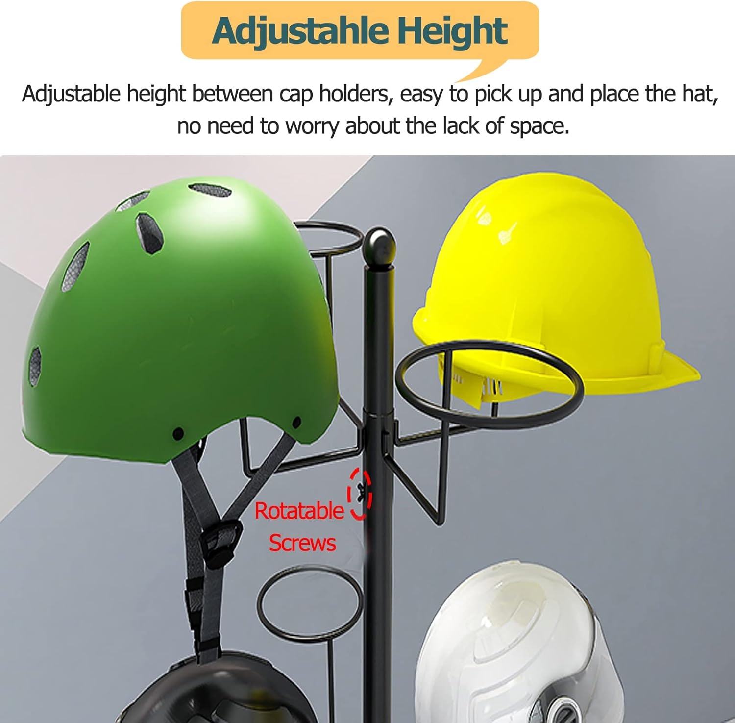 Hat Rack Modern Iron Freestanding Hat Rack Stand with 16 Circular Hooks for Retail Display Large Helmet Holder Organizer Easy to Install