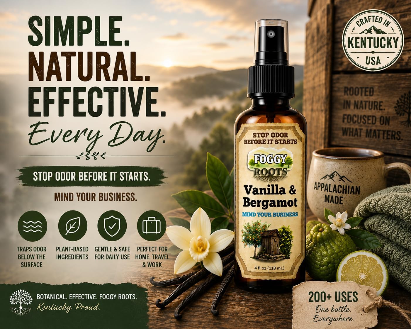 Stops Odor Before It Starts – Vanilla & Bergamot Poop Spray, Toilet Spray for Poop, Bathroom Odor Spray for Toilet, 4 oz, 200+ Uses, Home Travel RV Work