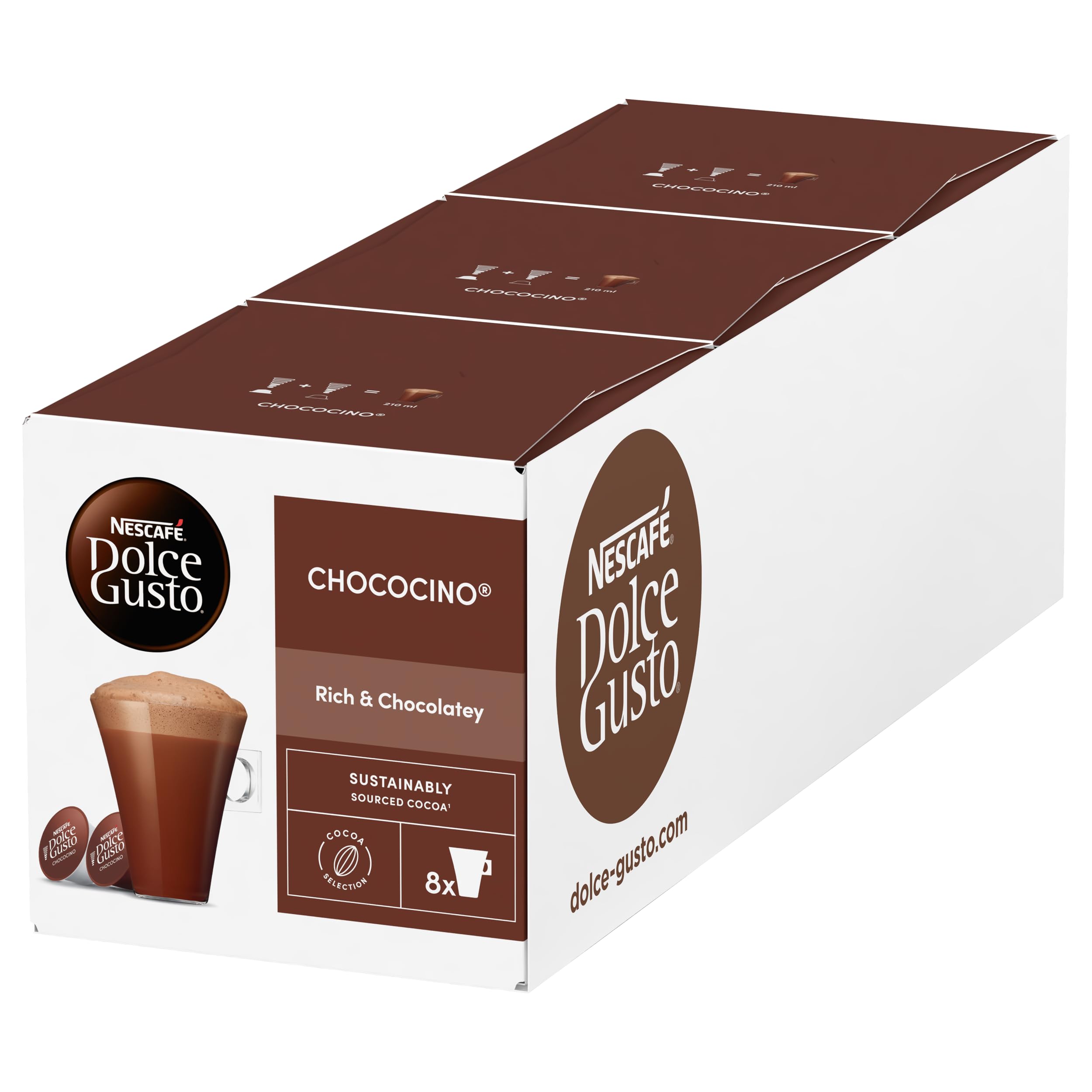 Nescafe Dolce Gusto Chococino Chocolate - Pack of 3 X 16 Capsule( 256 gm)