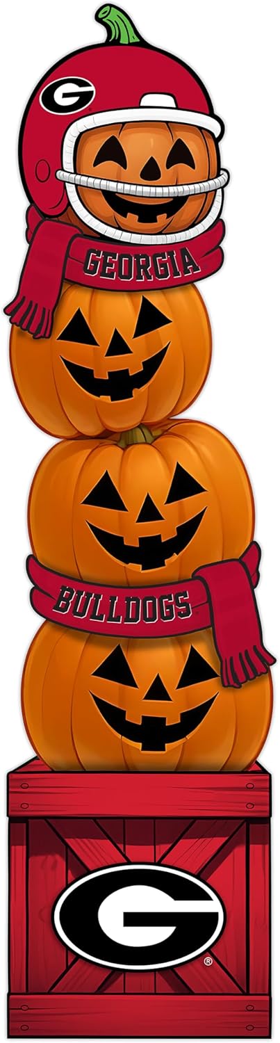 Fan Creations NCAA Georgia Bulldogs 46-Inch Pumpkin Stacked Leaner with Helmet
