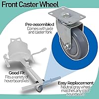 Vista 6 de AlveyTech Rueda giratoria delantera de 4 pulgadas para kits de Kart Hoverboard - Conjunto giratorio de repuesto, neumático gris antimarcas a prueba