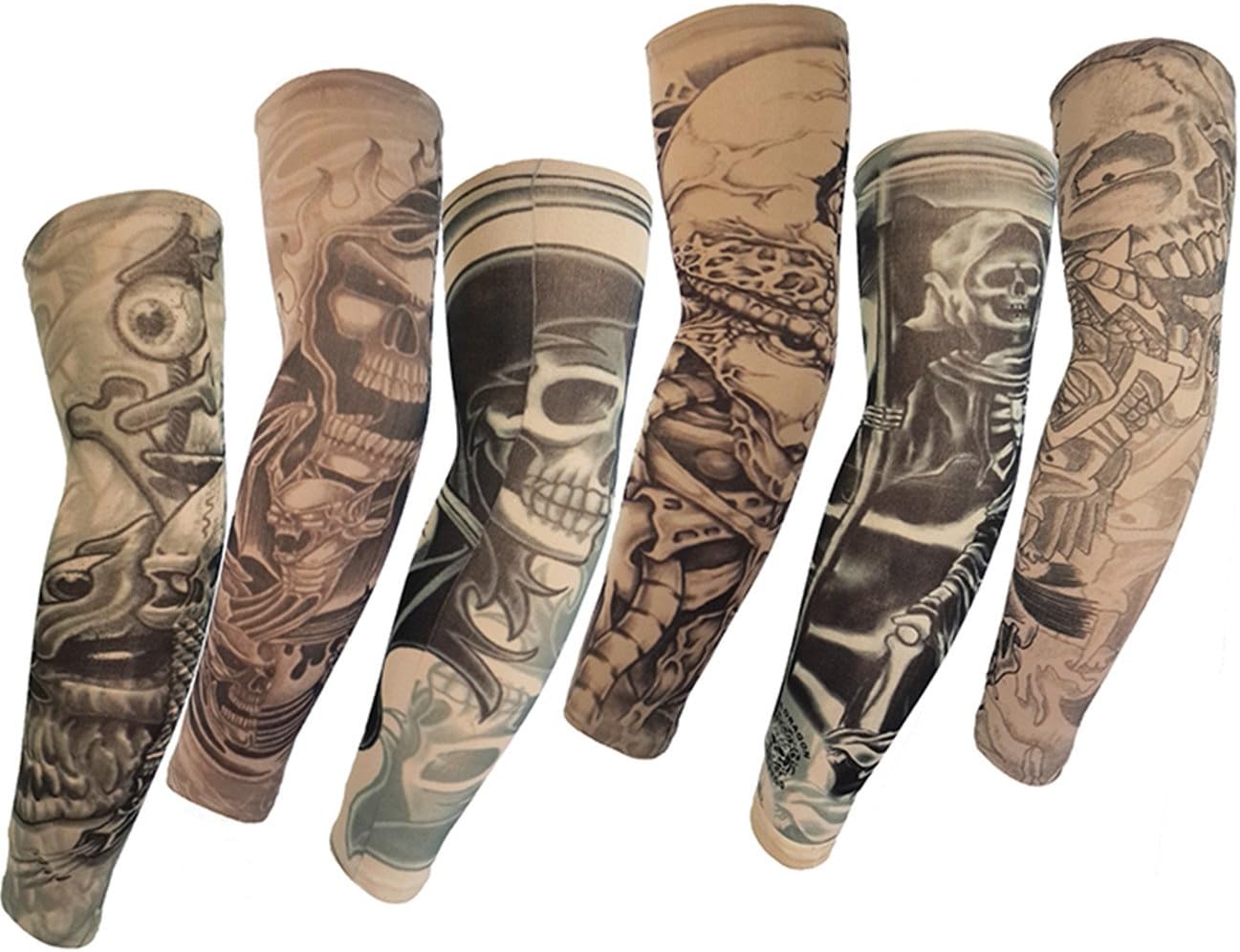 Hot 2015 High Quality with 6 Pc Temporary Fake Slip on Tattoo Sleeves Arm Kit M