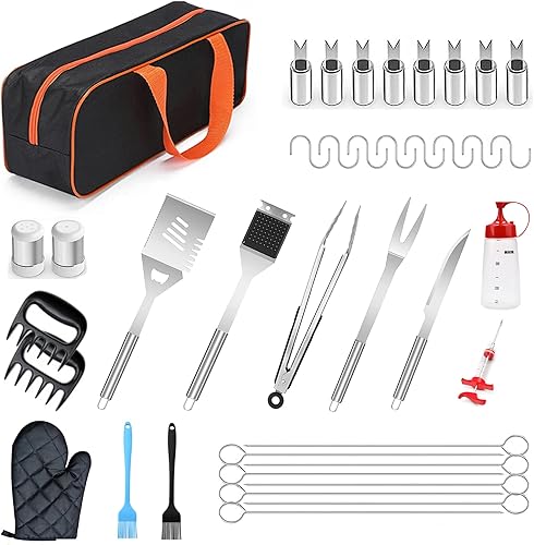 Ankoco Kit de accesorios para parrilla, 39 piezas de acero inoxidable para parrilla, juego de accesorios para parrilla, accesorios para parrilla,