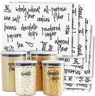 Talented Kitchen Pantry Labels for Food Containers - 157-Piece, Black Sc...