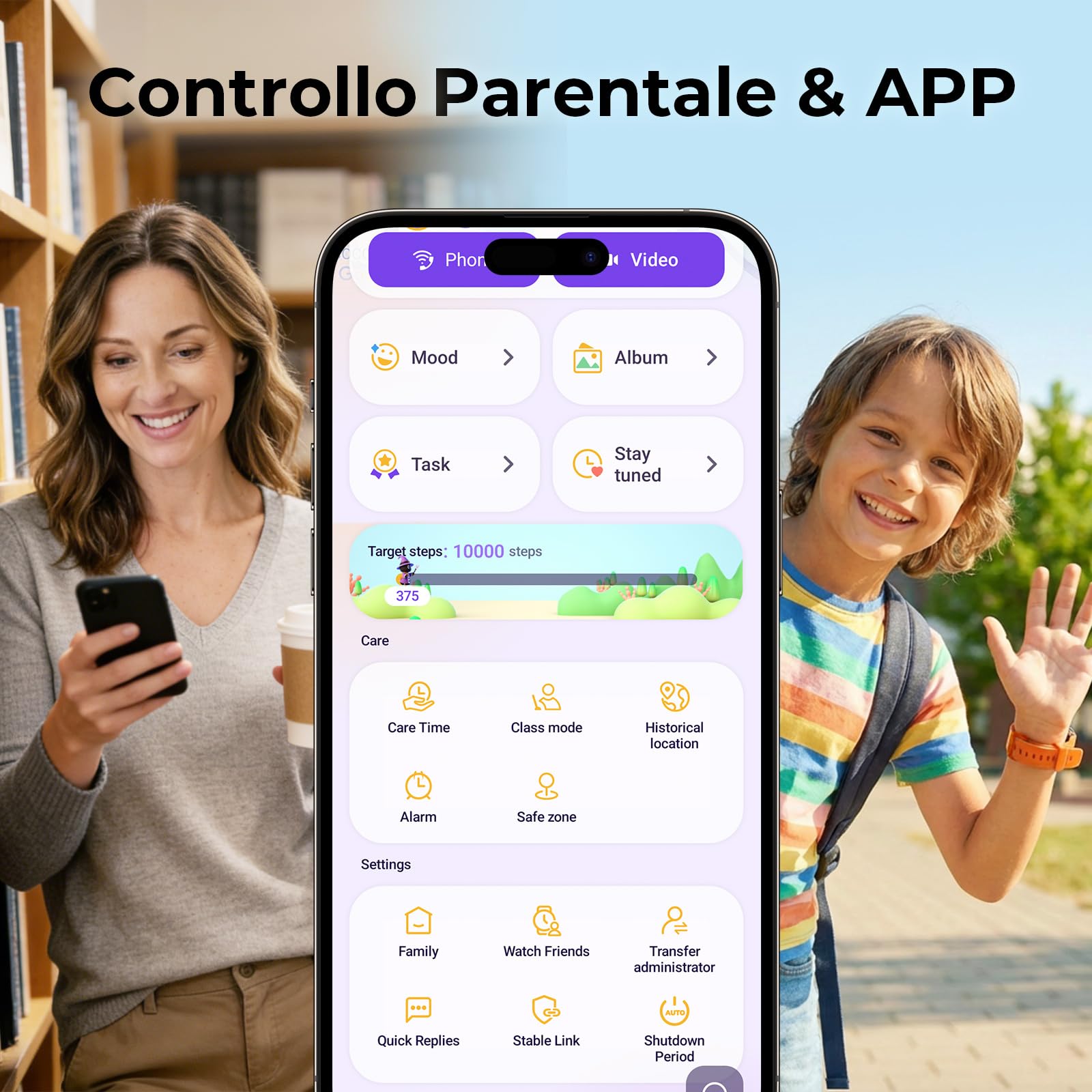 EIOTCLUB, Smartwatch per Bambini 4G, Scheda SIM Integrata, Chiamate Video HD e GPS+LBS+Wi-Fi, Funzione SOS e Zone Sicure, Modalità Classe e Controlli APP, Impermeabile IP68, Smartwatch per Bambini e