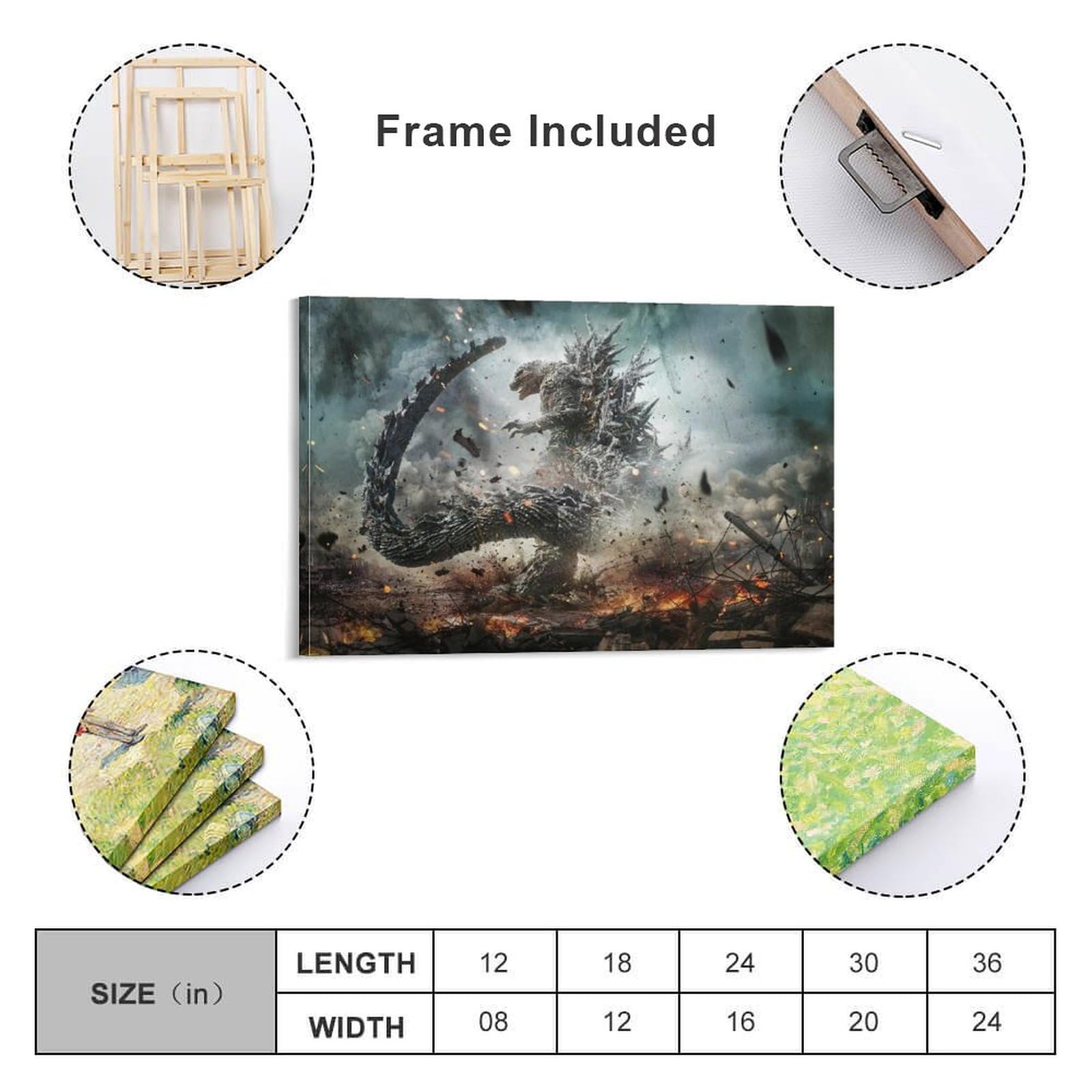 Amazon.co.jp: ゴジラ-1.0壁飾りポスター ウォールアート キャンバス