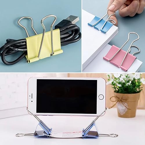 Miniatura 6 de Clips de carpeta extra grandes de 2 pulgadas (paquete de 48), abrazaderas de papel grandes de colores con caja, clips gigantes para carpeta