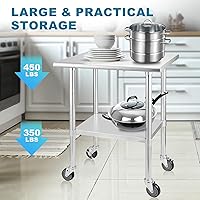 Vista 3 de Stainless Steel Table with Wheels,24 x 30 Inch NSF Stainless Steel Prep Table,Outdoor Prep Table for Restaurant,Commercial Kitchen,Garage,Home
