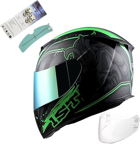 Casco integral para motocicleta 1Storm con diseño de cráneo rey en mate negro + una visera transparente extra HJK311