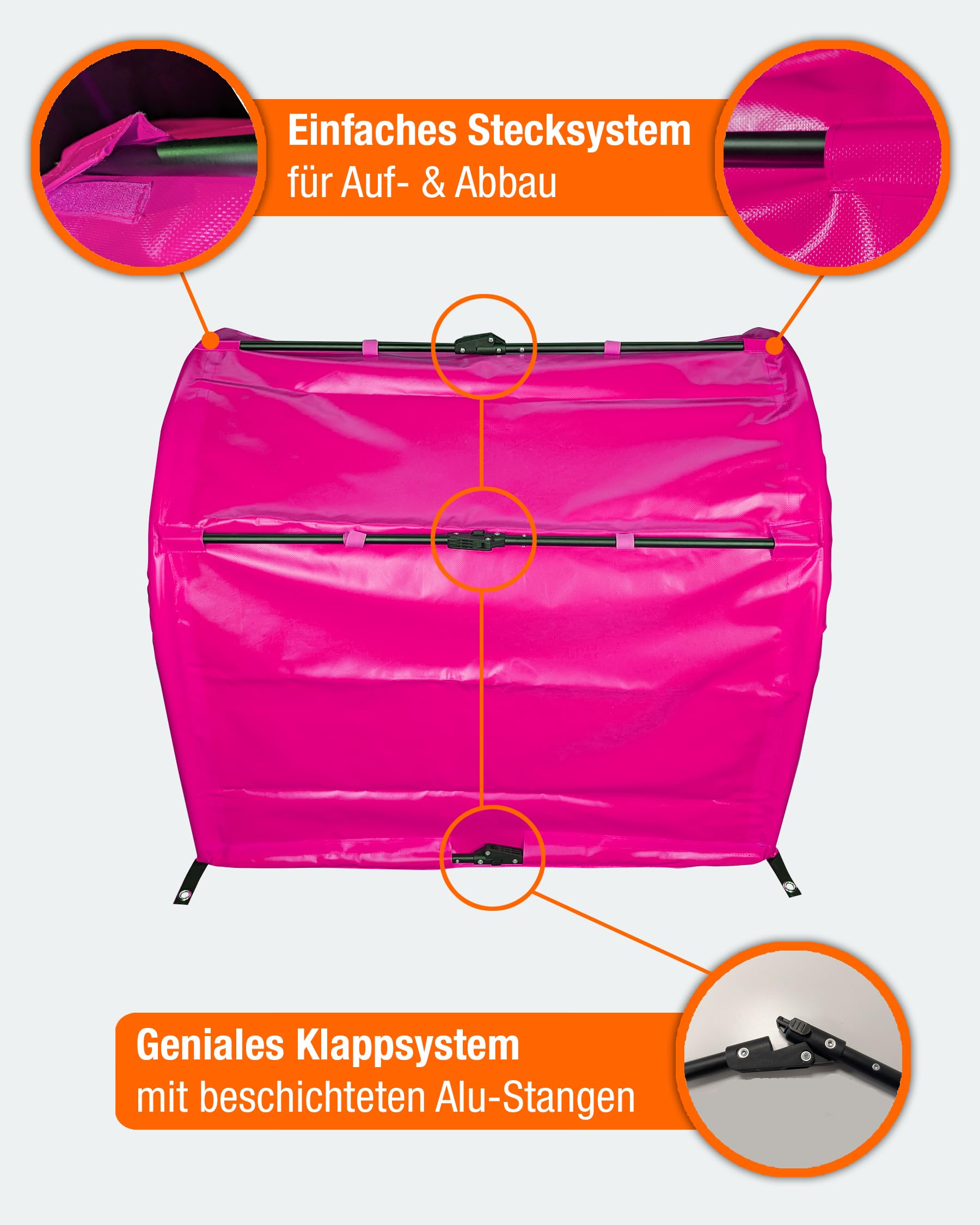 Hoopers Tunnel sans fond, 1 m de long, Ø 80 cm, rose, pliable et fixable, conforme à la norme VDH et résistant aux intempéries