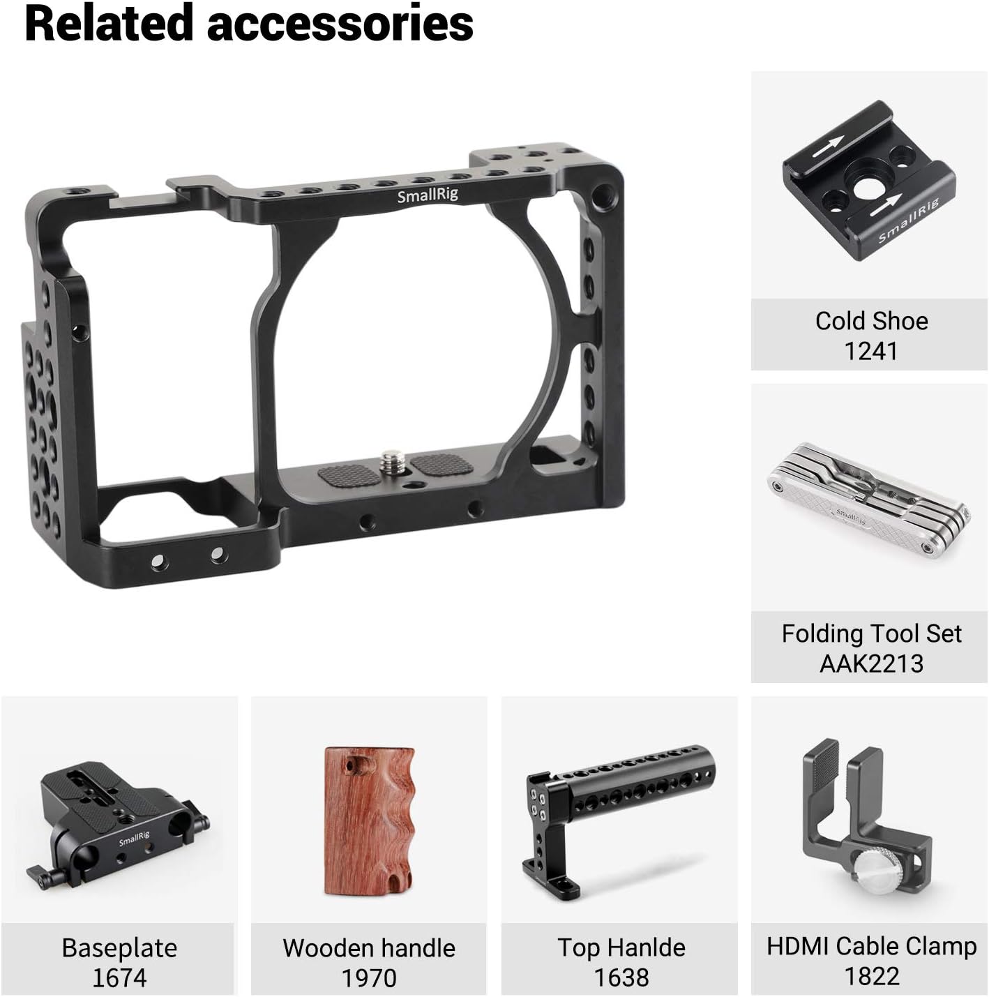 Authеntіс Crаzу Dеаlѕ SMALLRIG Camera Cage only for Sony A6000 A6300 ILCE-6000 ILCE-6300 NEX7 with 1/4 3/8 Mounting Points and Built-in Cold Shoe - 1661