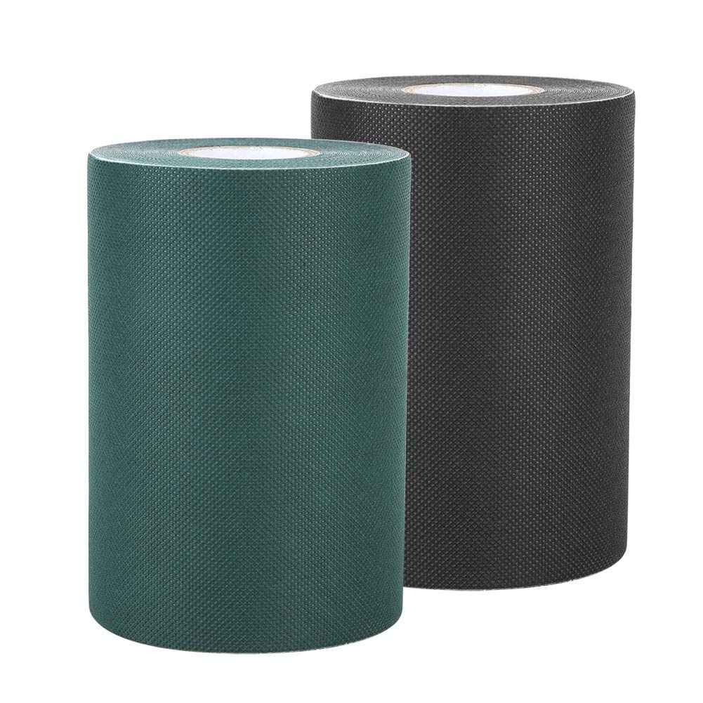Tapis adhésif d'herbe de jardin en bande de gazon artificiel et tapis haute densité faux 150mm * 10m (noir)
