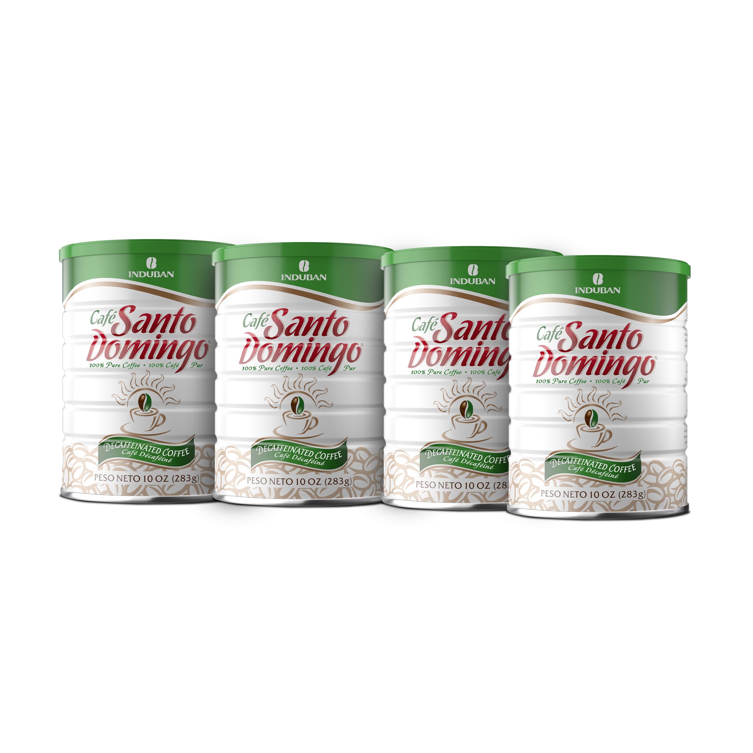 Santo Domingo Coffee Decaf, 10 oz Can, Ground Coffee, Medium Roast - Product from the Dominican Republic (Pack of 4)