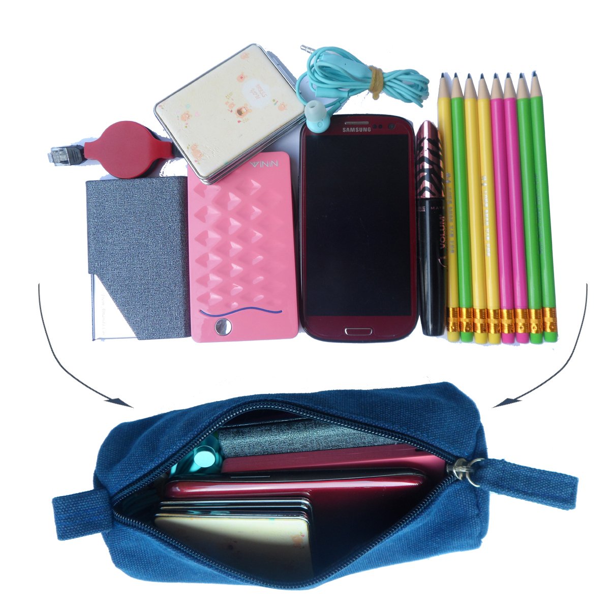 1PC eenvoudige en elegante canvas etui met een