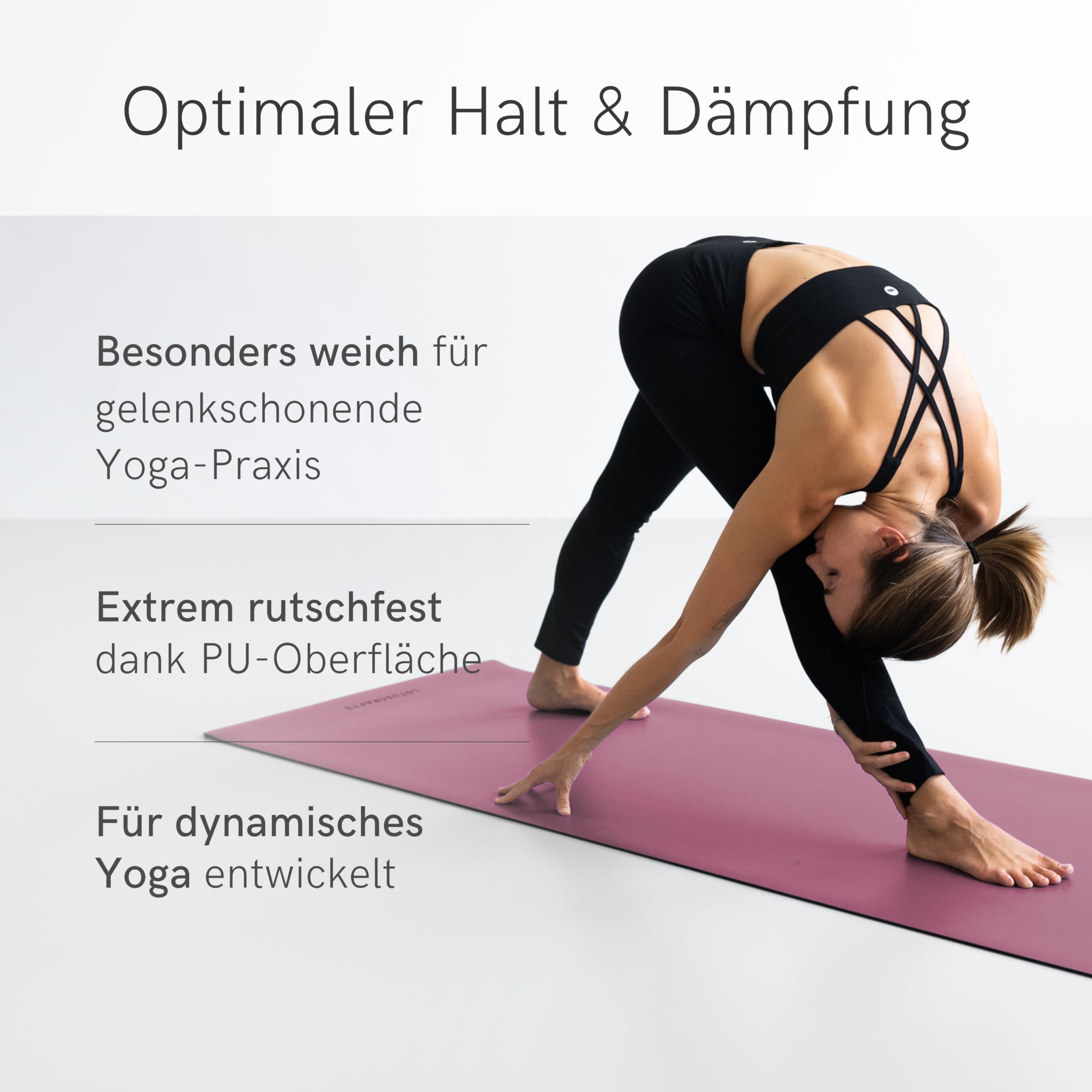 LOTUSCRAFTS® Yogamatte rutschfest, aus Naturkautschuk, universell einsetzbar als Yoga Matte, Sportmatte, Gymnastikmatte, Fitnessmatte, Yoga Mat, Matte Sport, Trainingsmatte