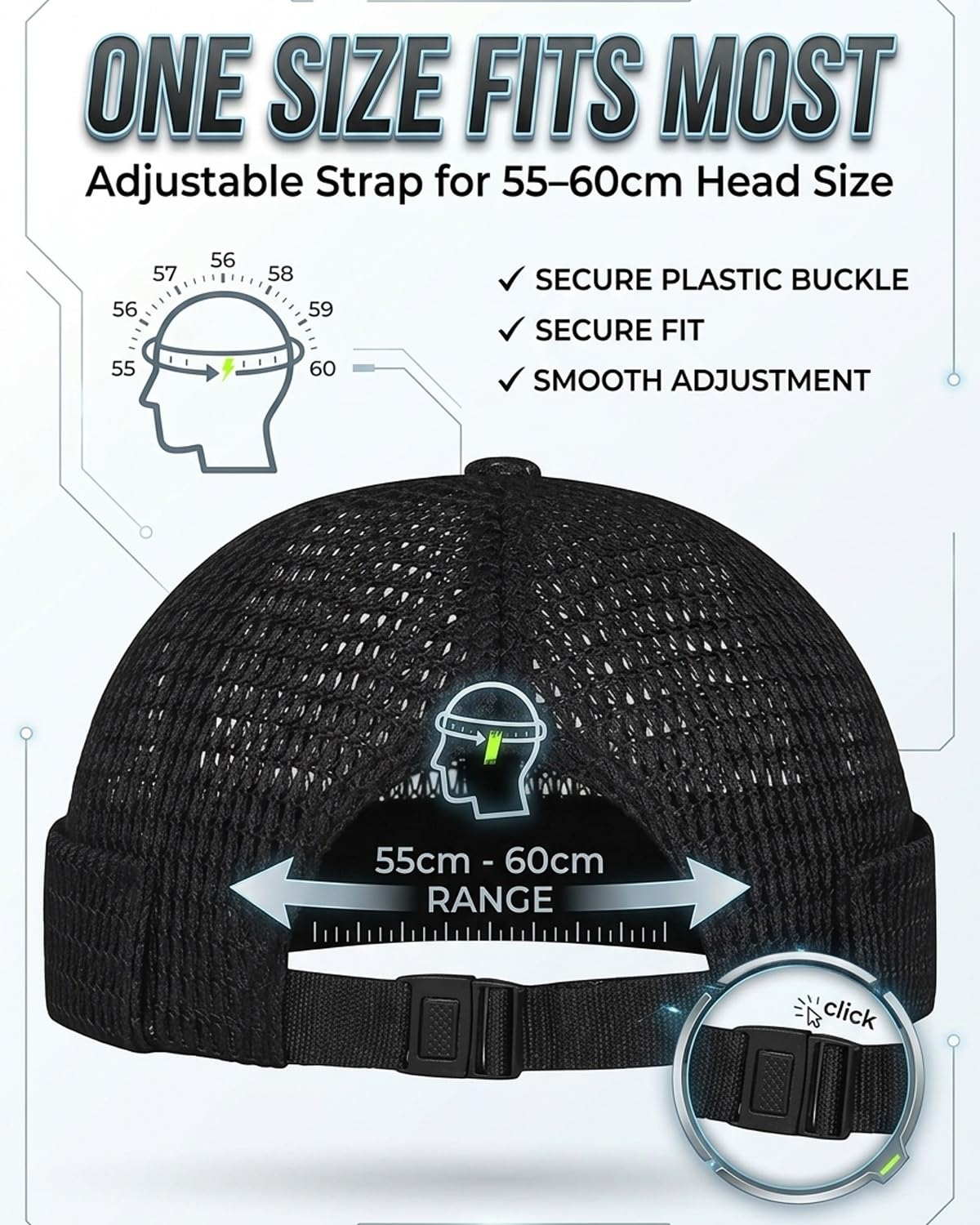 Men's Breathable Brimless Docker Hat - Lightweight Mesh Skull Cap for Summer Outdoor Wear Adjustable Ventilated - 4