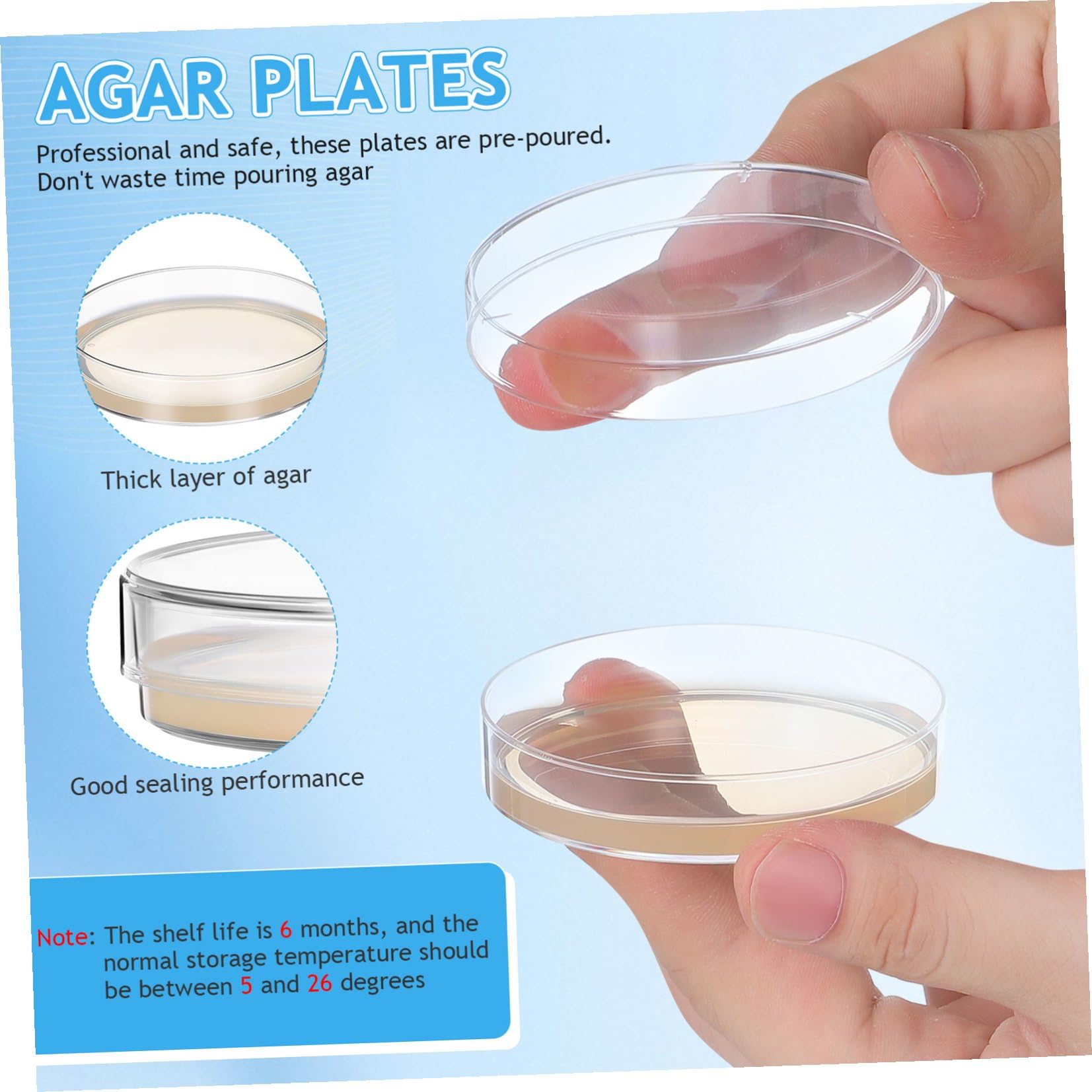 SEWACC 10 Vorgegossene 7cm Petrischalen mit Nähragarplatten aus Agar für Naturwissenschaftliche Experimente in Schule Einfach zu Verwenden für Schüler